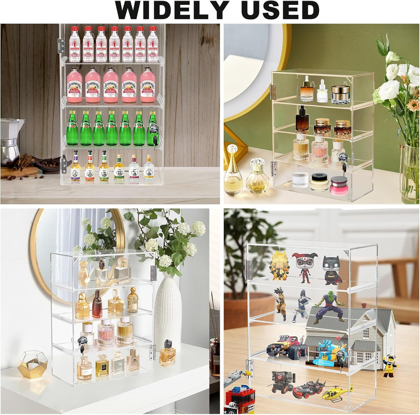 Acrylic Display Case with Locking Door 4 Tier Clear Display Cabinet for