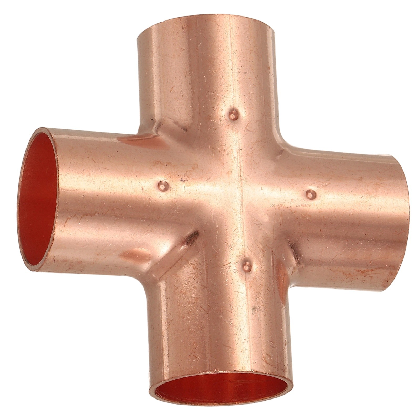 1″(25.4mm) Copper Cross Pipe Fitting 4 Way Welding Copper End Feed Equal