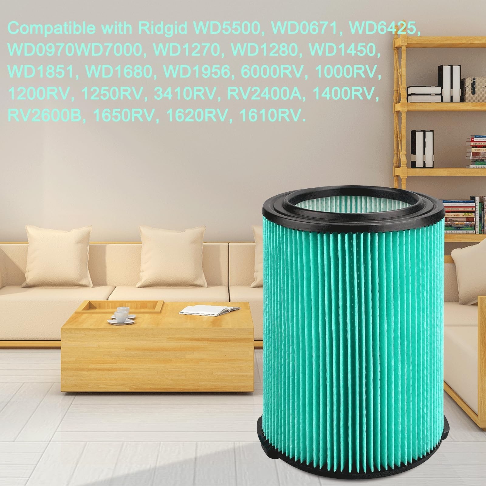 VF6000 Filter for Ridgid 5-20 Gallon Wet Dry Vacuums, 5-Layer HEPA Filter Fit…