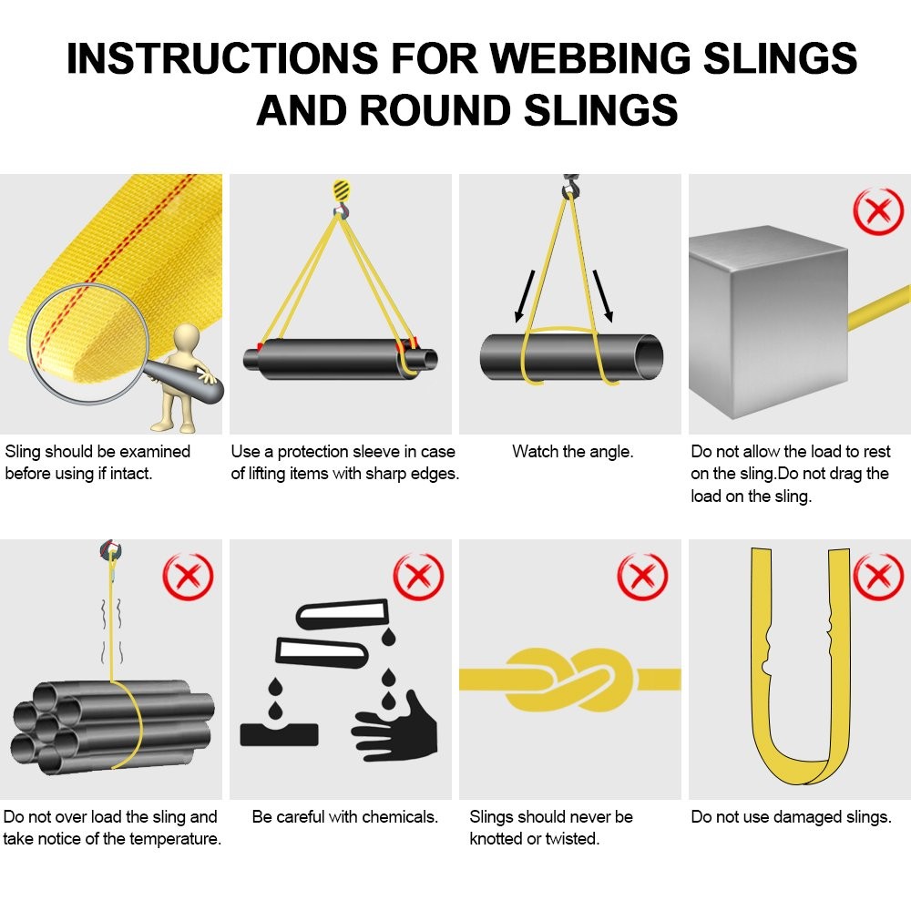2PCS Heavy Duty 6’x2″ Nylon Web Sling Lift Tow Strap Lifting Hoist 10000LBS Max