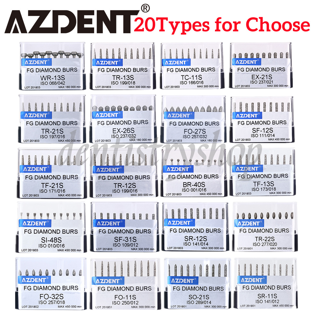 100Pcs AZDENT Dental Super Coarse FG Diamond Burs Fit For High Speed Handpiece