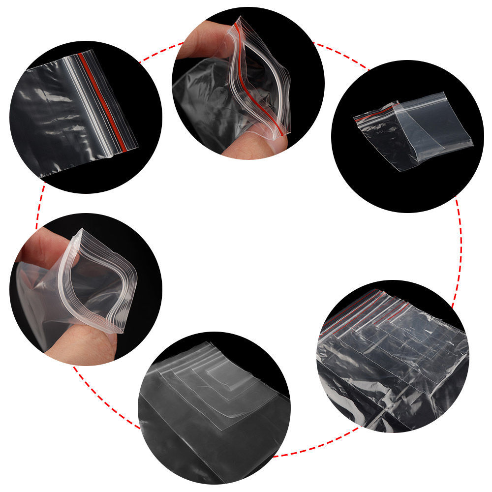 100pcs Clear Plastic Bag Grip Self Seal Resealable Mini Packing Bags