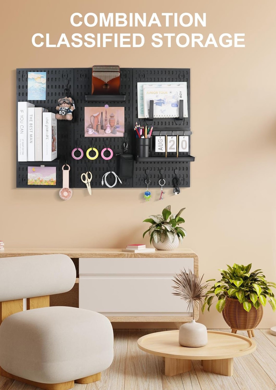 Pegboard Wall Organizer Kit – Heavy Duty 20lbs Load Bearing, Easy Installa