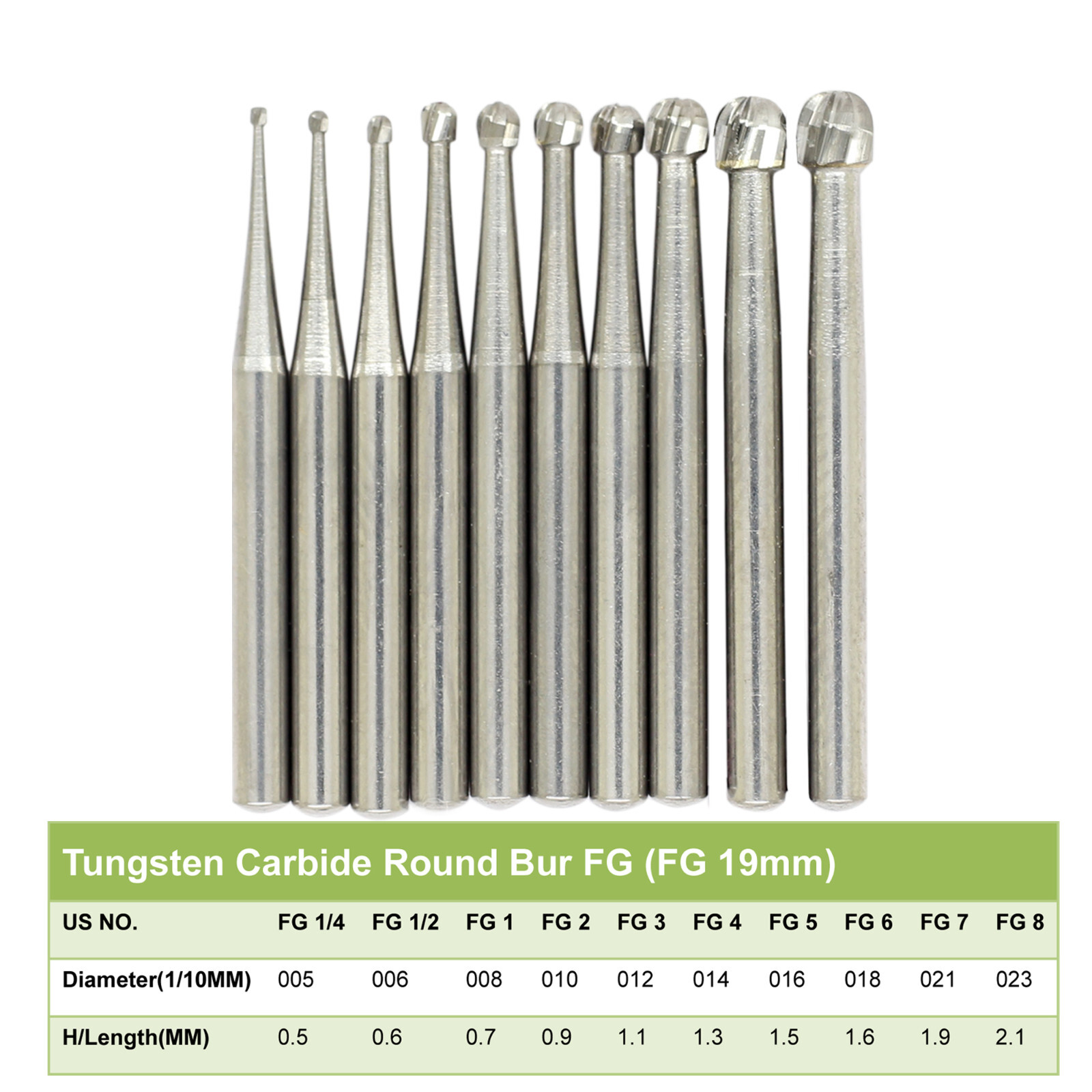 WAVE Dental Carbide Burs Round FG 1/4 1/2 2 4 6 8 Prima For High Speed Handpiece