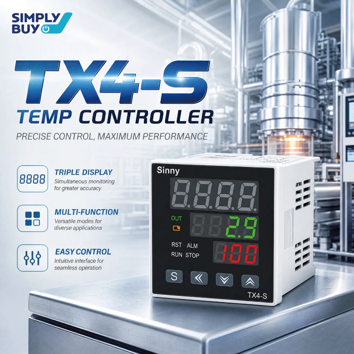100-240VAC/DC Digital Temperature Controller PID control Thermostat Relay TX4-S
