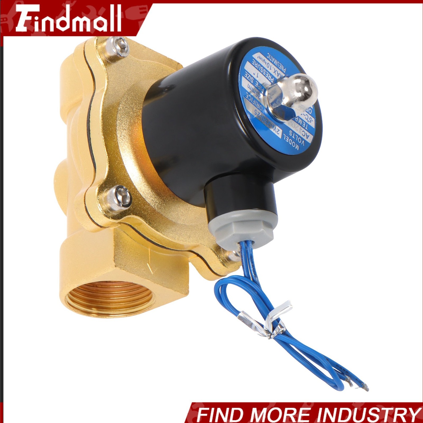 Findmall 110V 120V Volt AC Electric Solenoid Valve Brass Water Air Gas NC 1″ NPT
