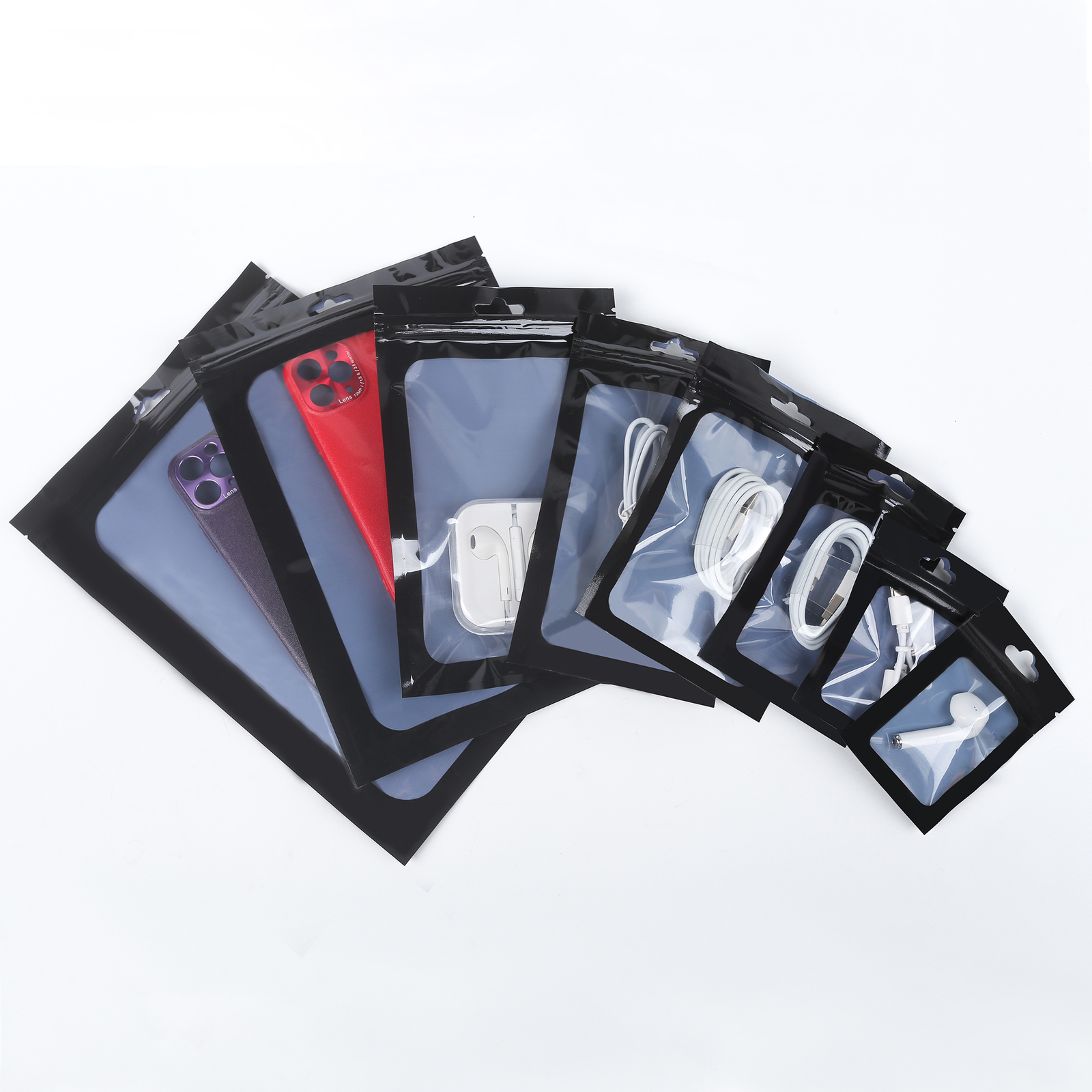 QQ Studio 100 Black Window QuickQlick™ Bags with Zip Seal for Phone Accessories