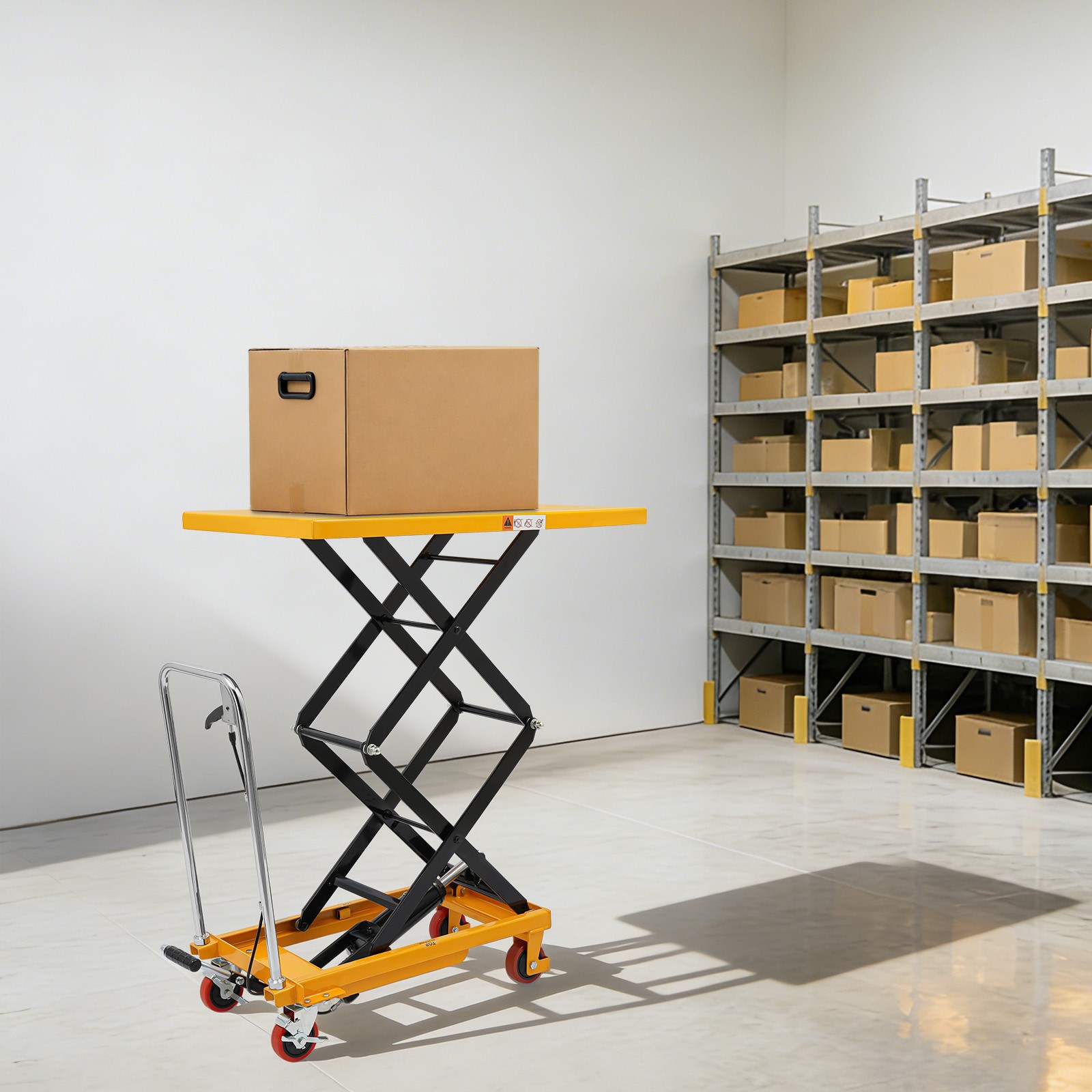 Hydraulic Lift Table Cart 770lbs 51″ Lifting Height Double Scissor w/ 4 Wheels