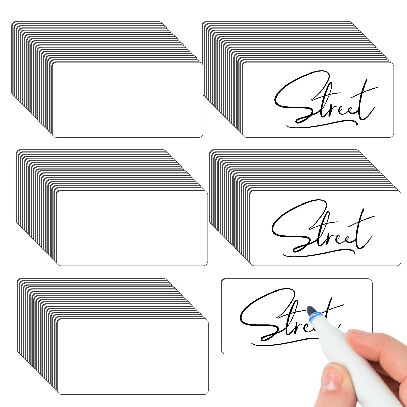 100 Pcs Reusable Magnetic Labels for Whiteboards, Dry Erase, 4” x 2”, Blank