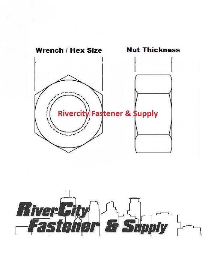 1-8 Galvanized Steel Hex Nuts 1×8 Nut 1″ x 8 Coarse Thread