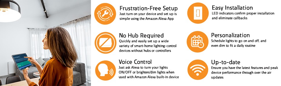 Eaton WFD30-W-BX-L Wi-Fi Smart Universal Dimmer Works with Alexa, White,