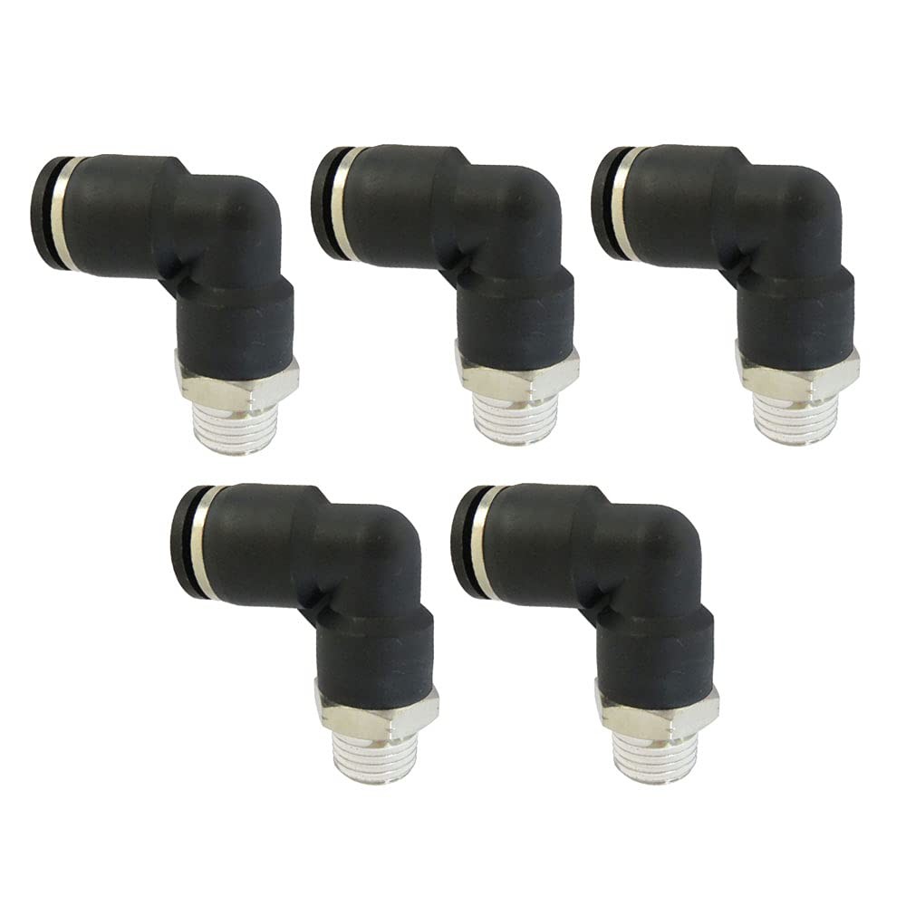 5 PCS 90 Degree Male Elbow Push To Connect Fitting 1/8 Inch OD x 1/8 In NPT