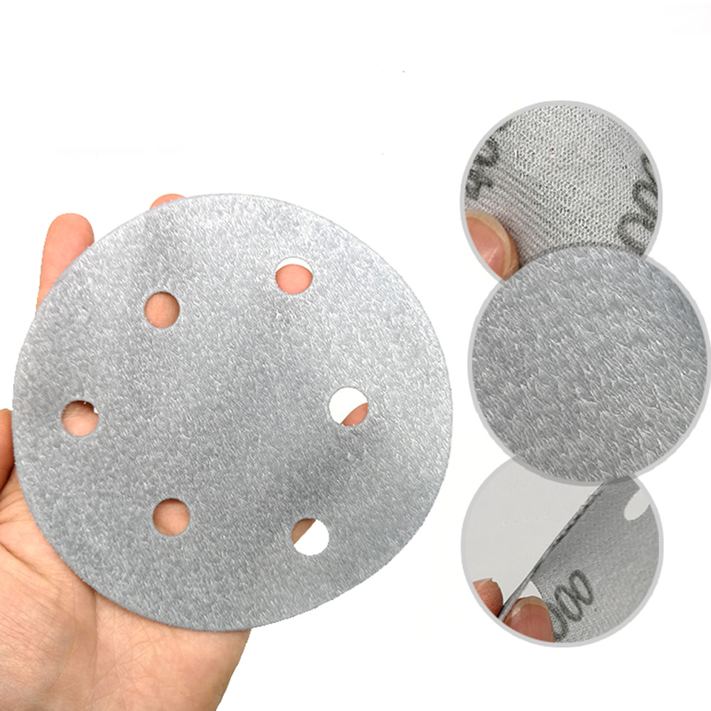 6 Hole Ø 125mm 5″ Hook & Loop Sanding Discs Dry & Wet Sandpaper Grit 600#-4000#