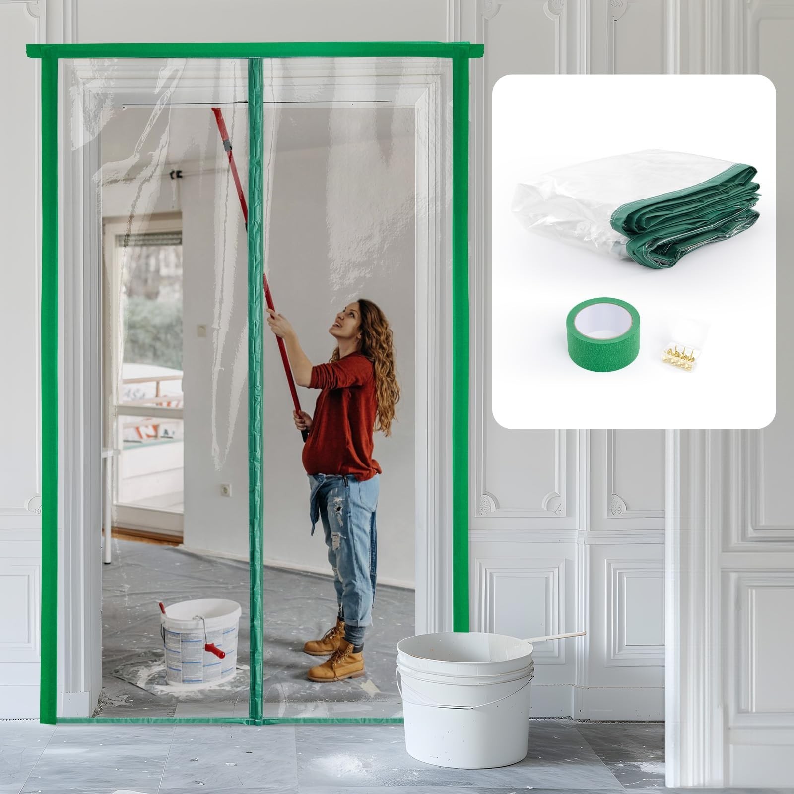 Dust Barrier – Plastic Zipper Door Dust Protection Kit – Construction Door Co…