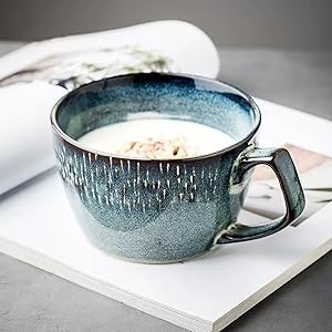 Large Soup Bowl with Handle, 700ml Coffee Mug, Cereal Breakfast Cup, Suitable