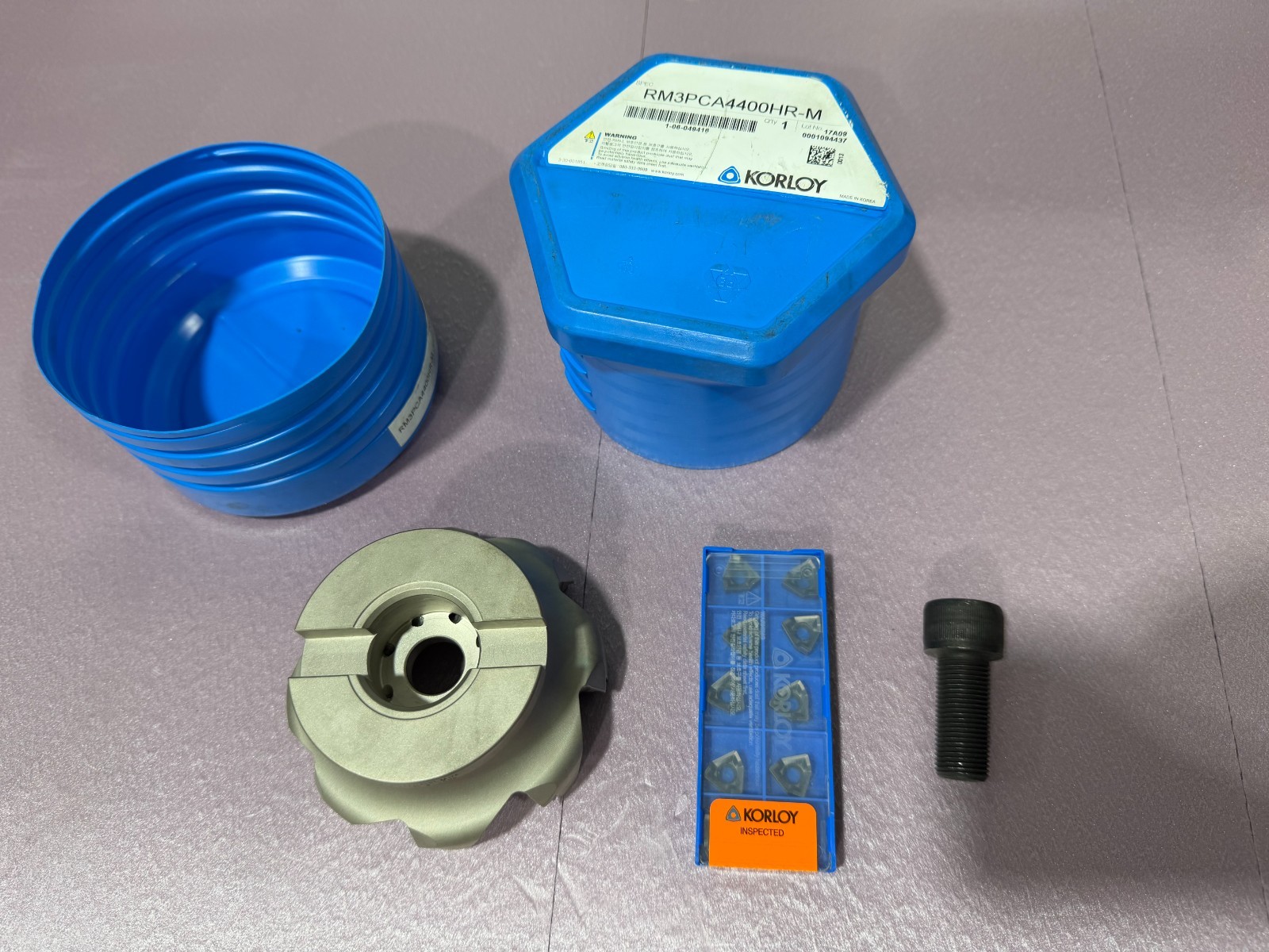 Korloy 4” Face Mill RM3PCA4400HR-M 1.25” Arbor + XNKT080508 PC5400 Inserts New