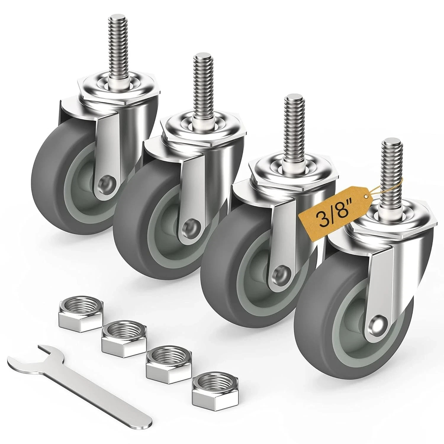 3 Inch Caster Wheels Threaded Stem Casters Set of 4 Heavy Duty Swivel Wheel