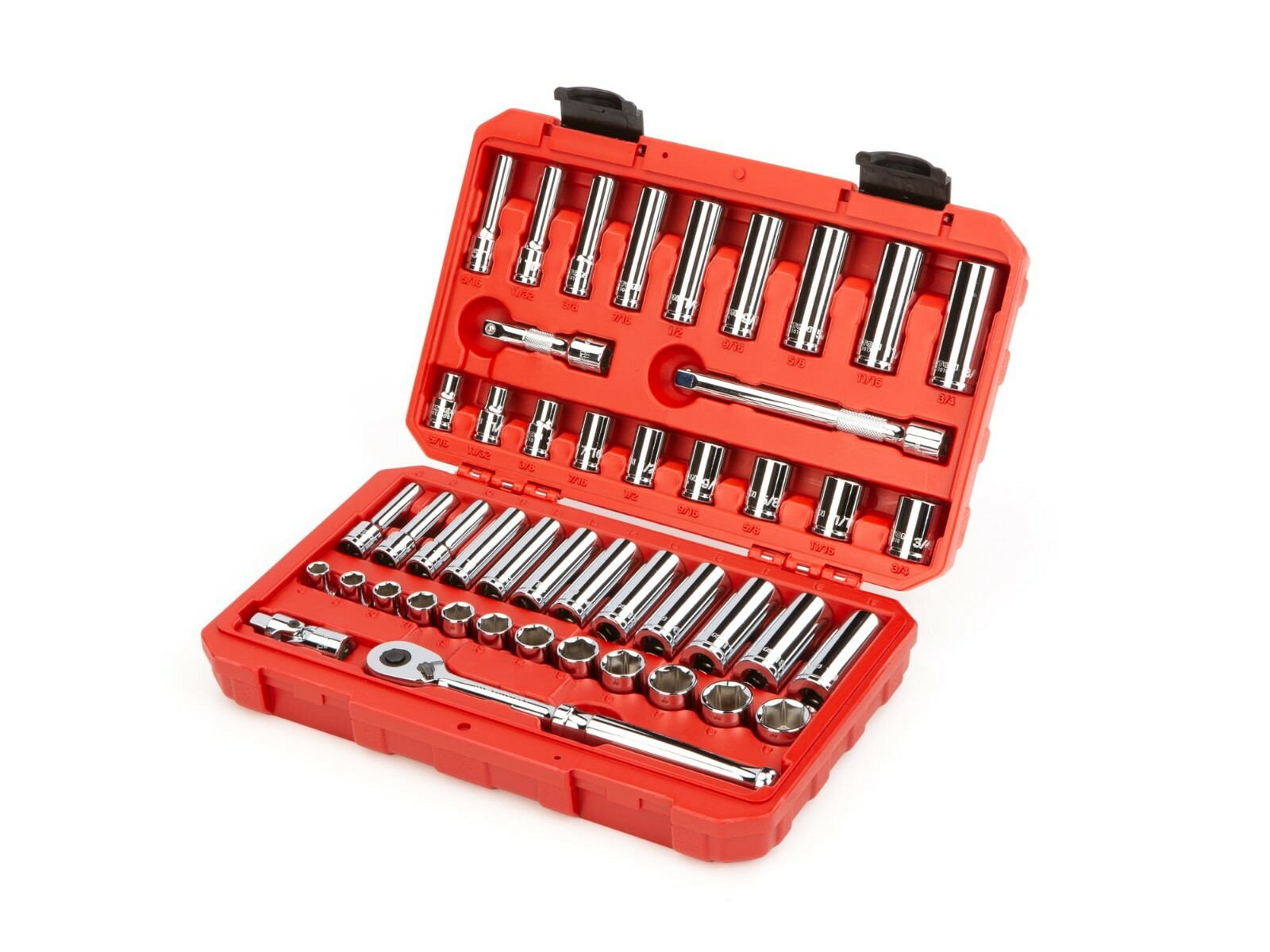 Tekton 47 Pc ⅜” Drive 6 Pt Socket & Ratchet Set (5/16 – ¾, 8 – 19 mm), SKT15301