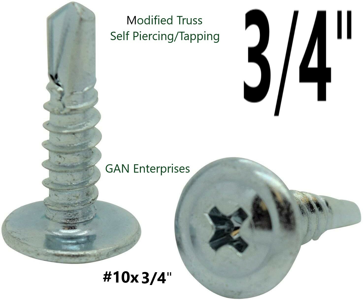 Modified Truss Head #10 x 3/4 – 1″ Self-Drilling Tek Screws zinc plated