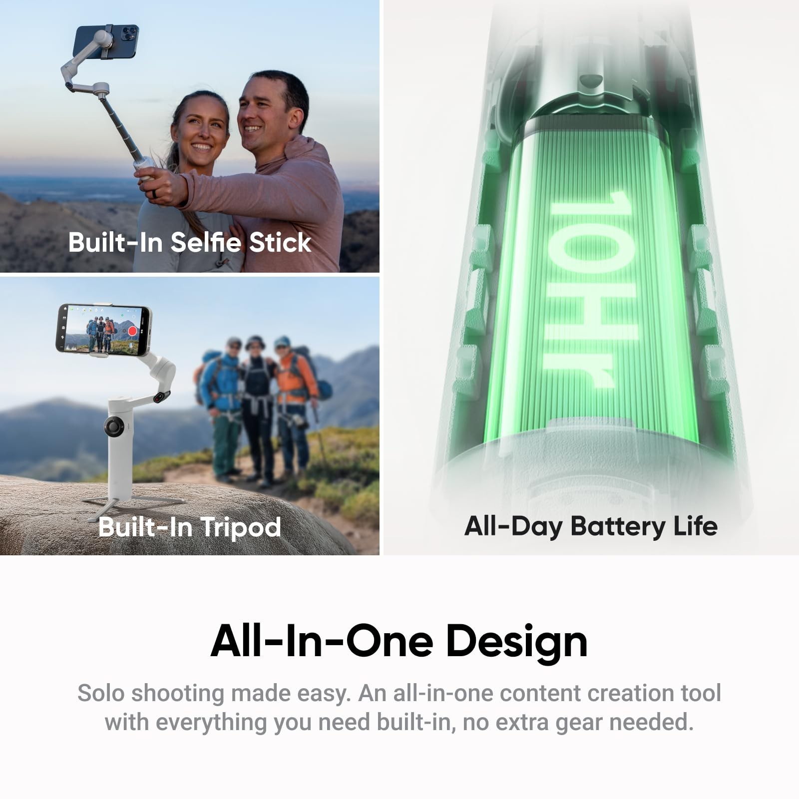 Insta360 Flow 2 Snap & Shoot Bundle White – Foldable AI Phone Gimbal for iPho…