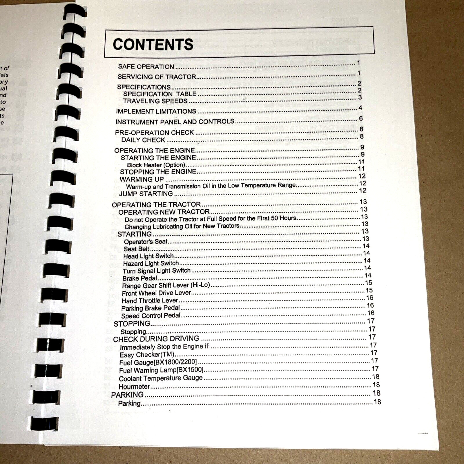 Operators Manual for Kubota BX1500 BX1800 BX2200 Tractor Owners Maintenance