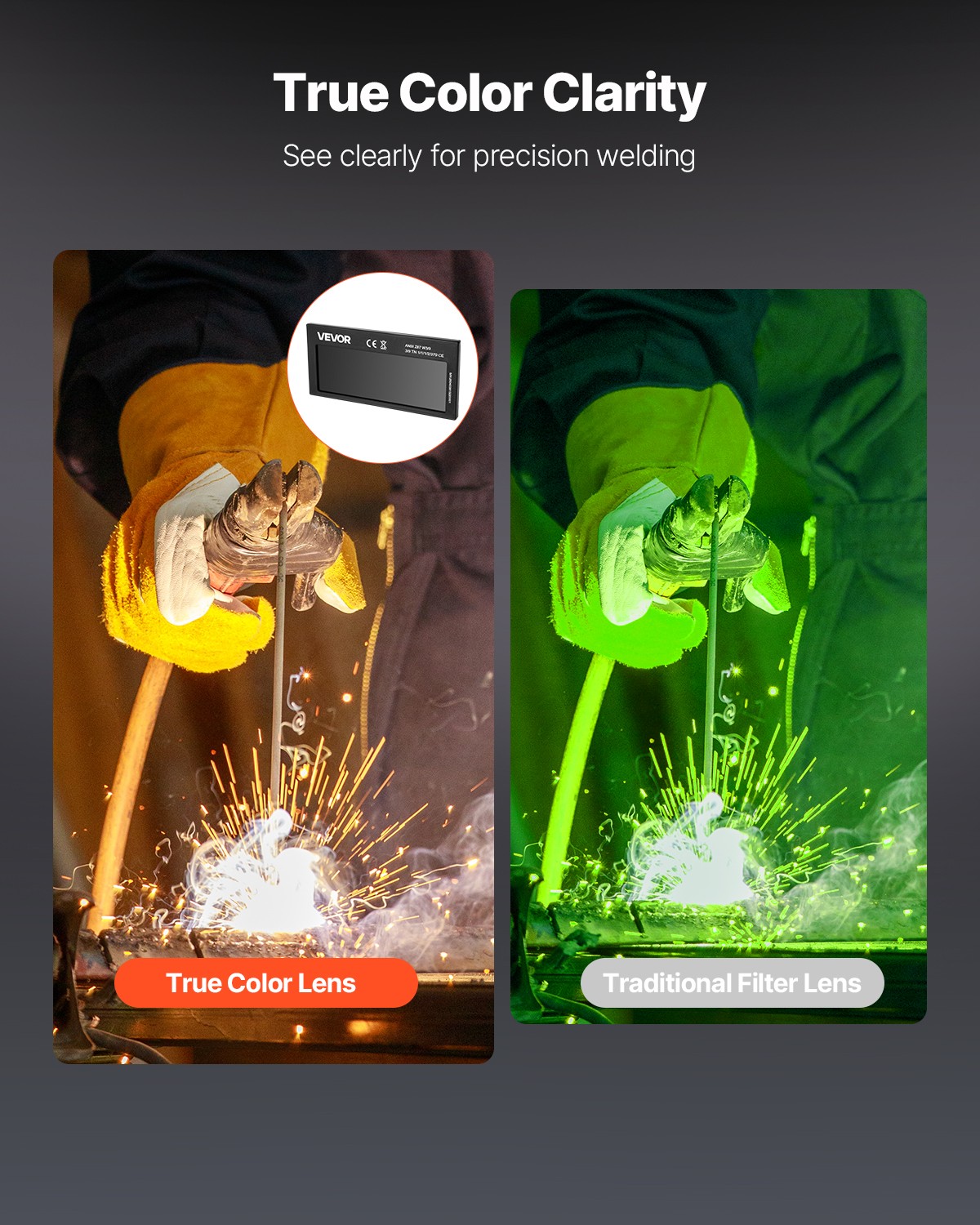 VEVOR Auto Darkening Welding Lens 4.25″ x 2″ Shade 10 True Color Welding Lens