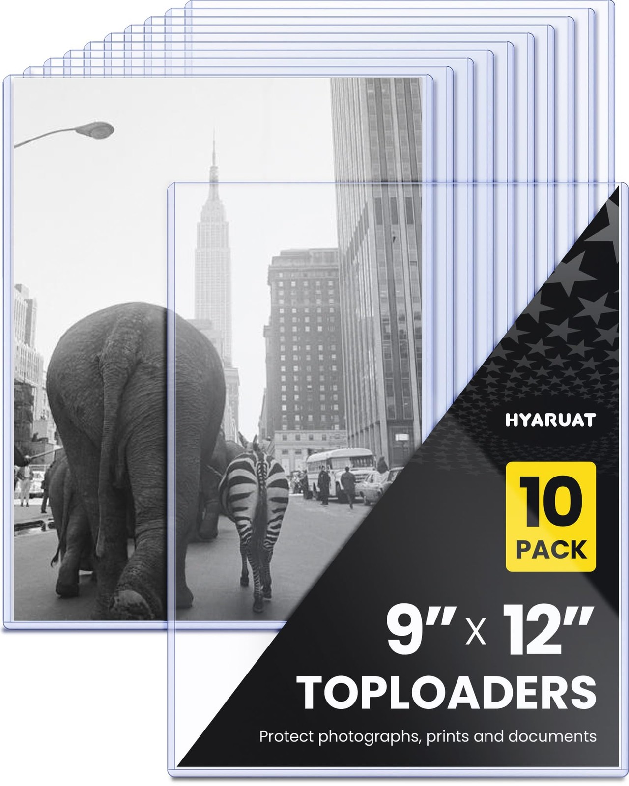 HYARUAT 9×12 Toploader – Clear Semi-Rigid PVC Sheet Protectors, Hard Plastic …