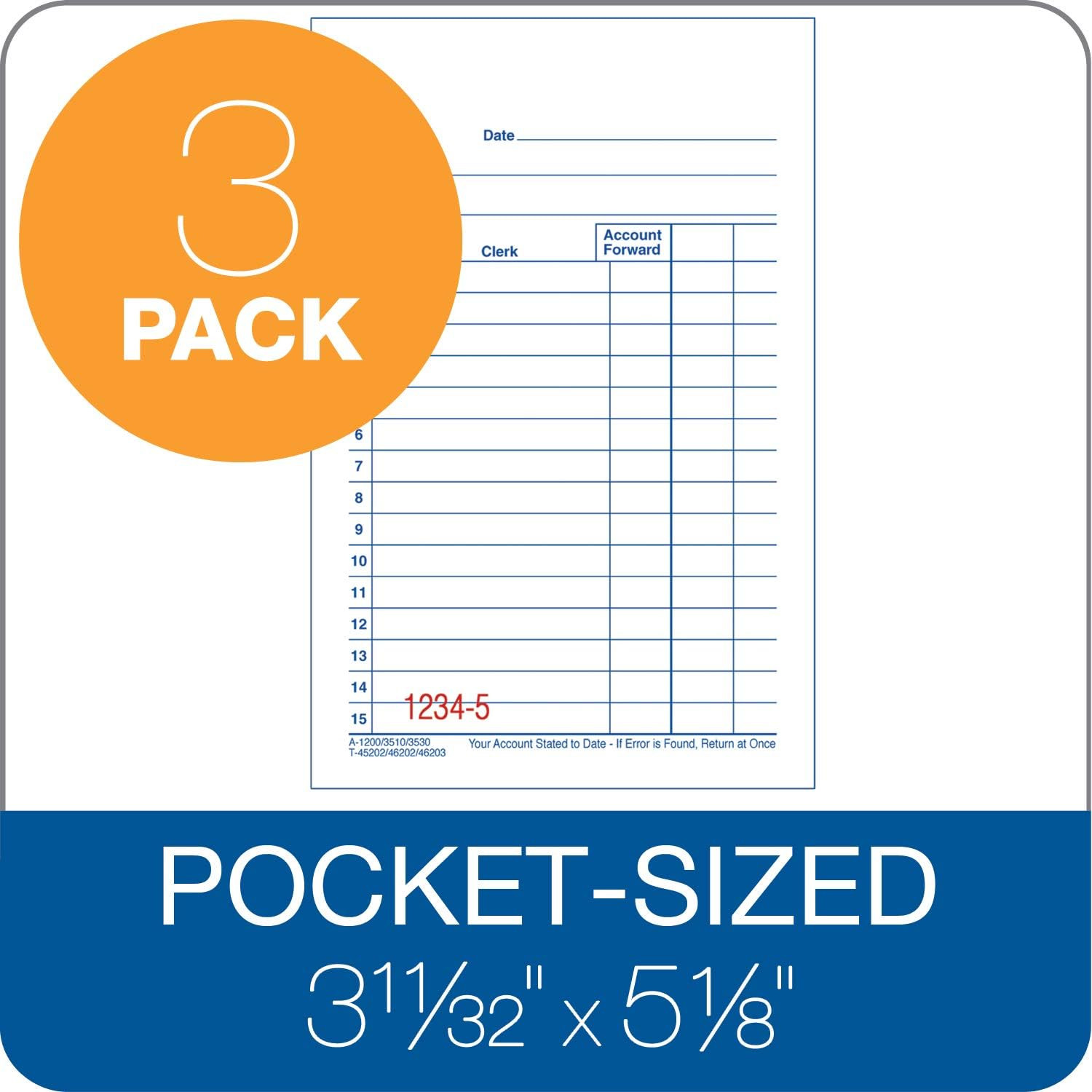 General Purpose Sales Book, 2-Part, Carbonless, White/Canary, 3-11/32 X