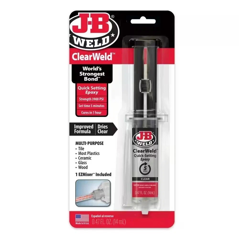 J-B Weld 50114H ClearWeld 0.47 oz. QUICK SET Epoxy Syringe High Strength 5 min