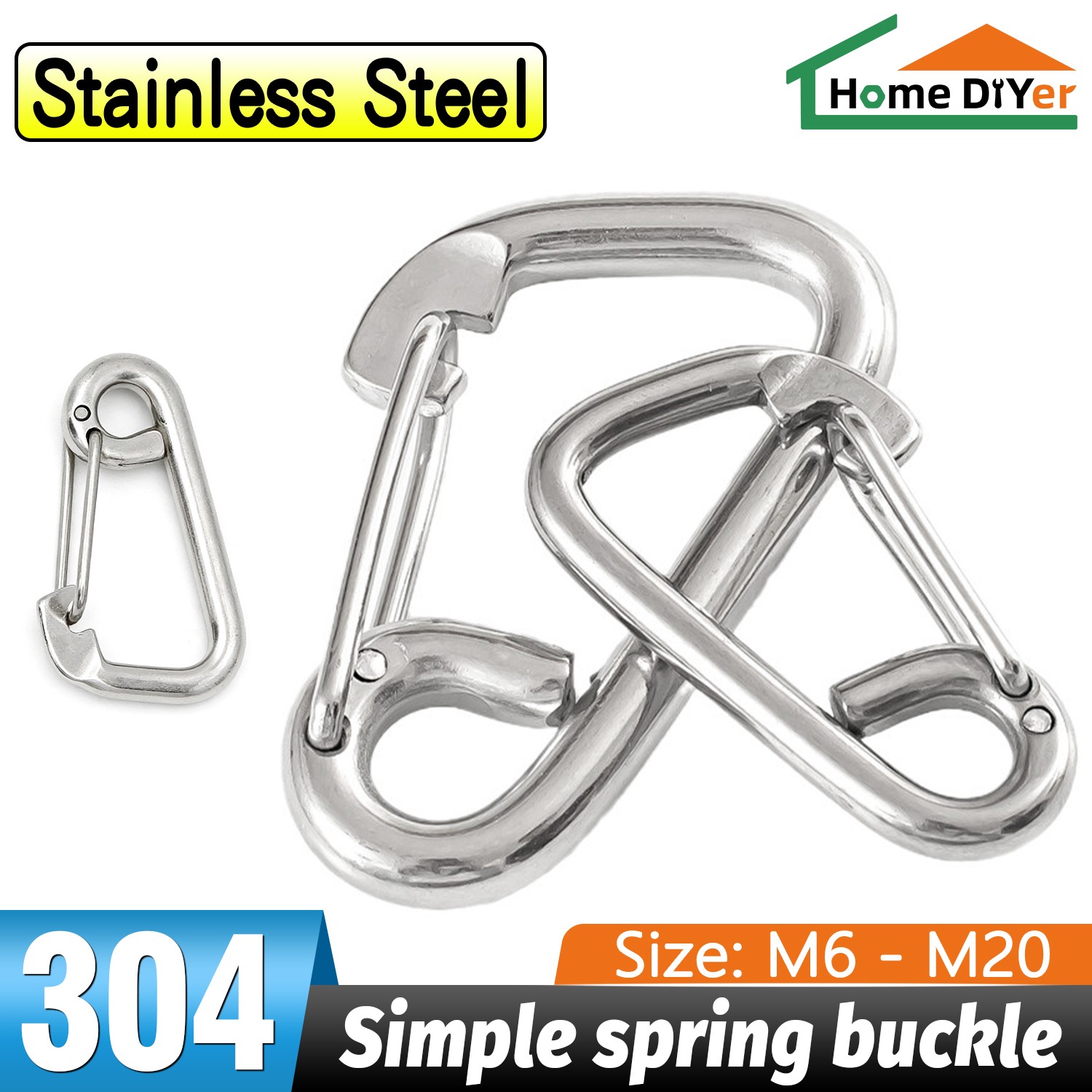 Stainless Steel Carabiner Clip Snap Spring Hook A2 304 Outdoor Hanging Buckle