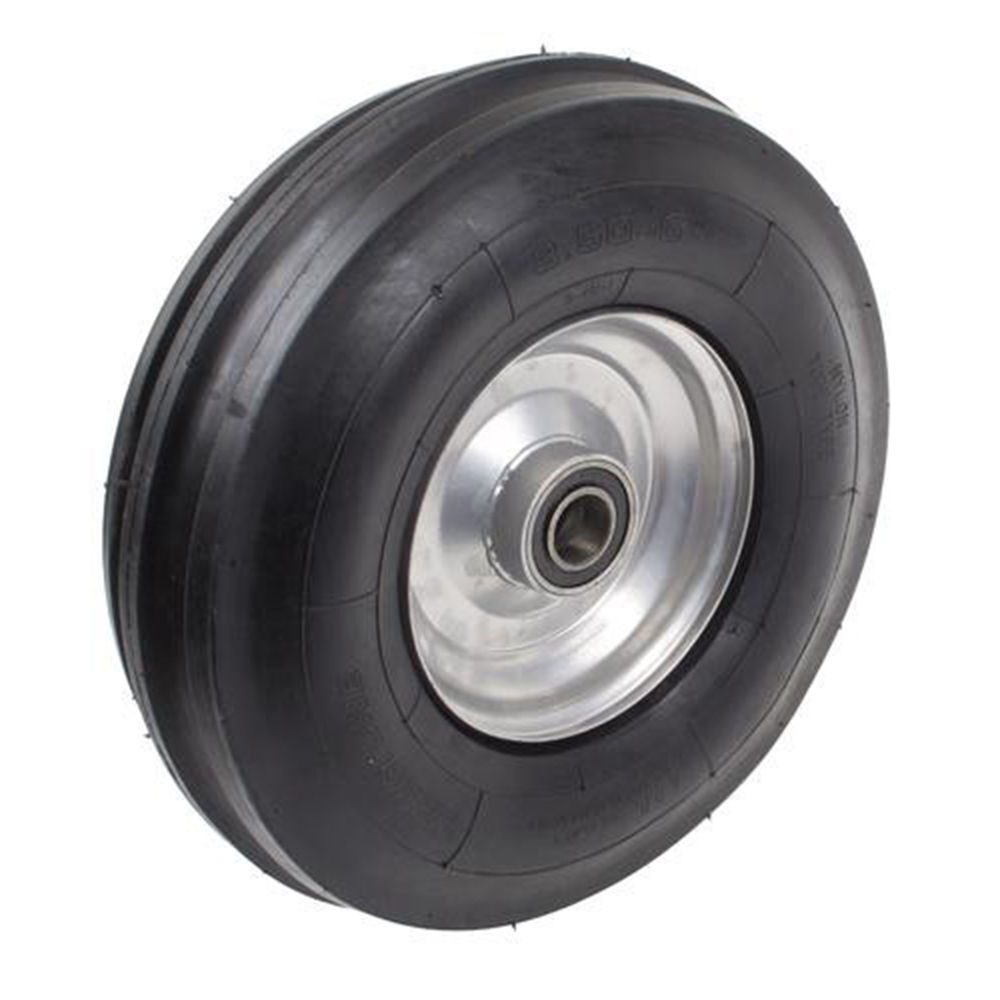 Tedder Tire Complete with Rim & Bearings Tri-Ribbed Tire 3.50″ X 6″ 4 ply 1″