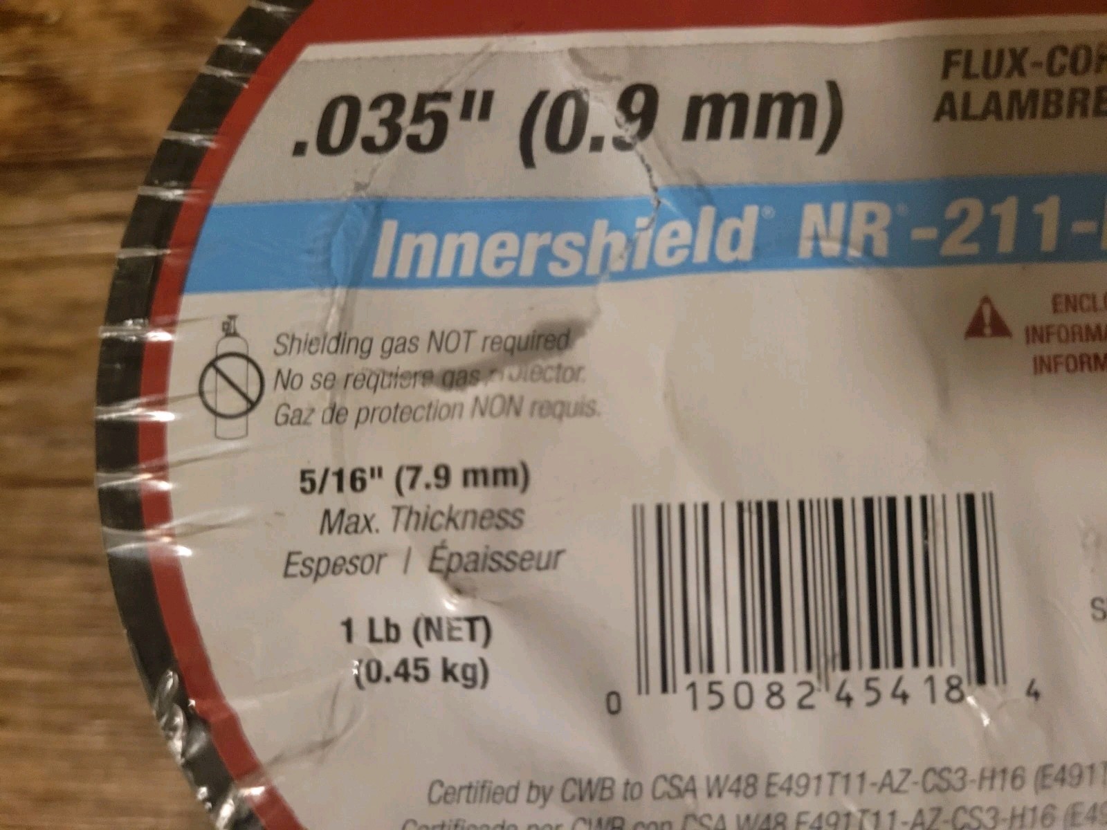 0.035 In. Innershield NR211-MP Flux-Core Welding Wire for Mild Steel 1 Lb.