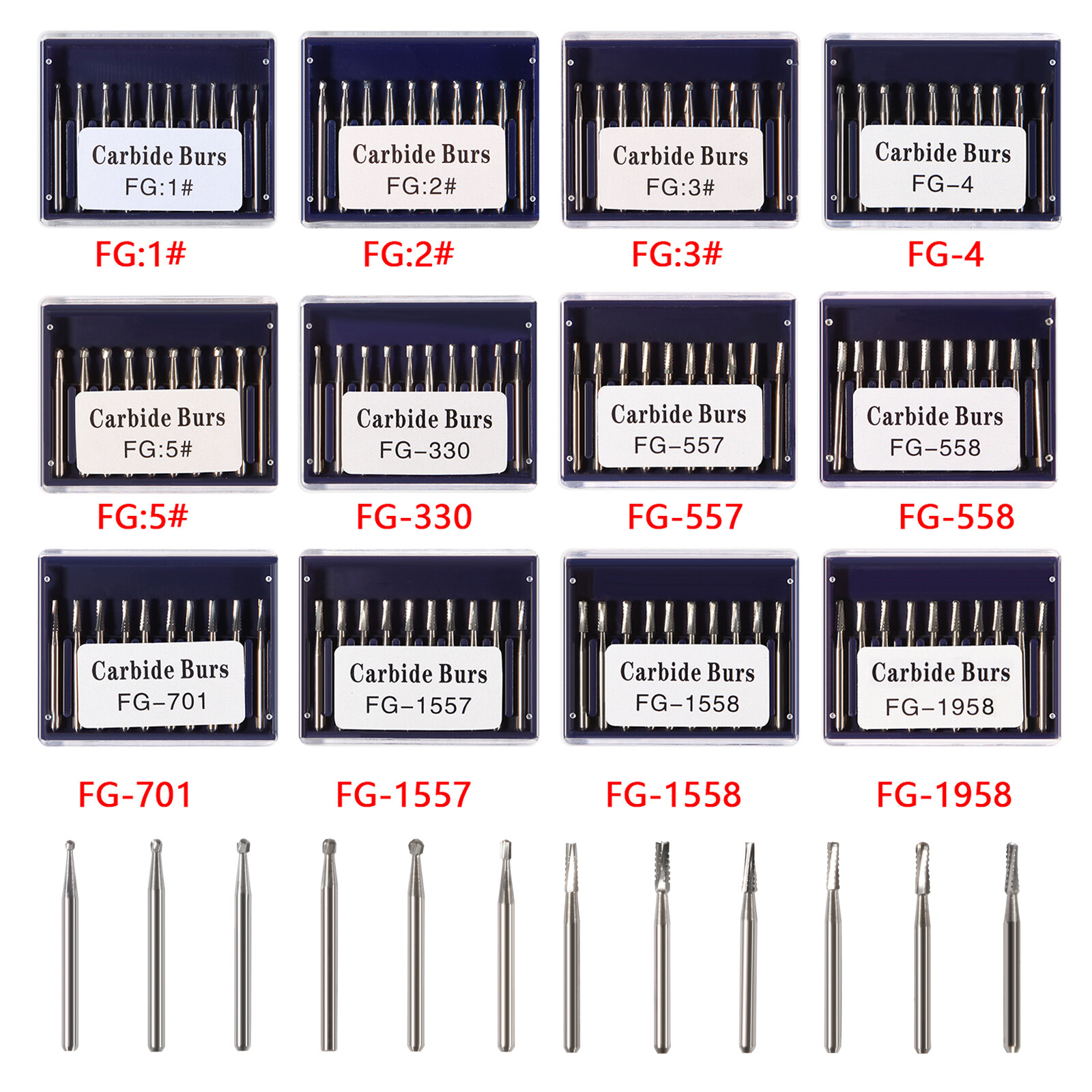 10-100PCS Dental Tungsten Carbide Inverted Cone FG Bur FOR High Speed Handpiece