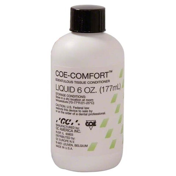 Coe-Comfort Tissue Conditioner 6 oz. Liquid. Self-Curing, Soft Edentulous