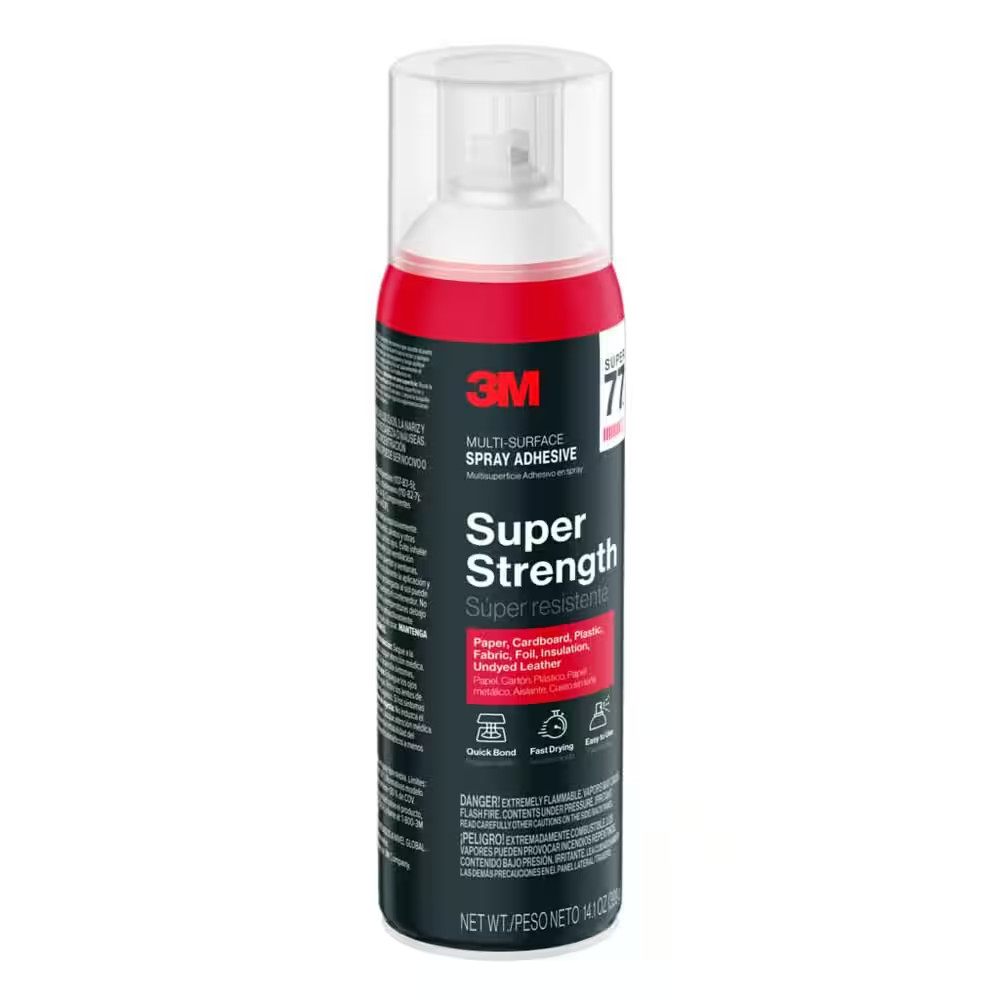 3M Super 77 Multi-Surface Spray Adhesive, 14.1 Oz., Low VOC, Quick Bond, Fast Dr