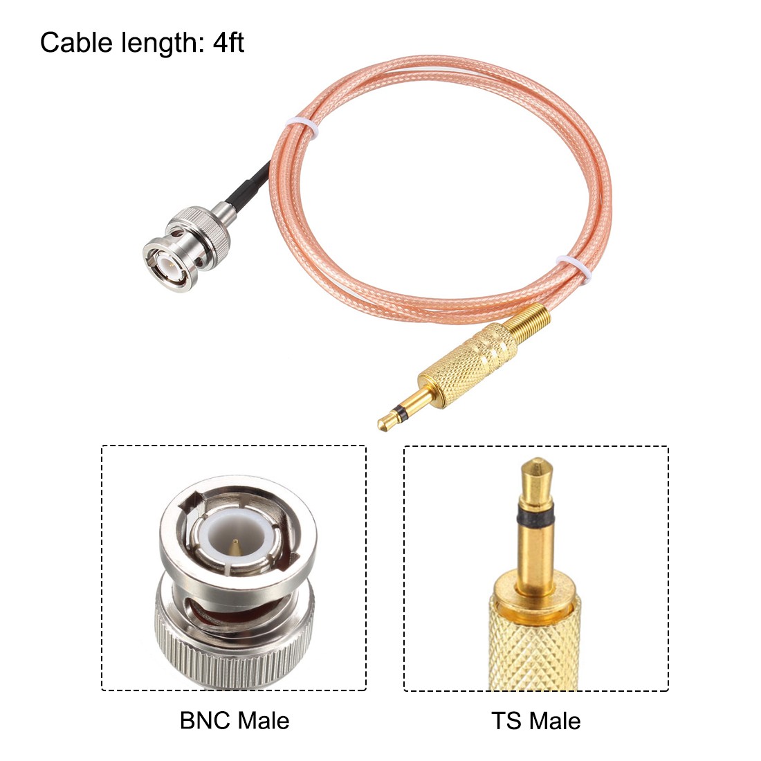 4ft RG316 BNC Male to 3.5mm 1/8″ Male Coaxial Audio Cable 50 Ohm Gold Tone