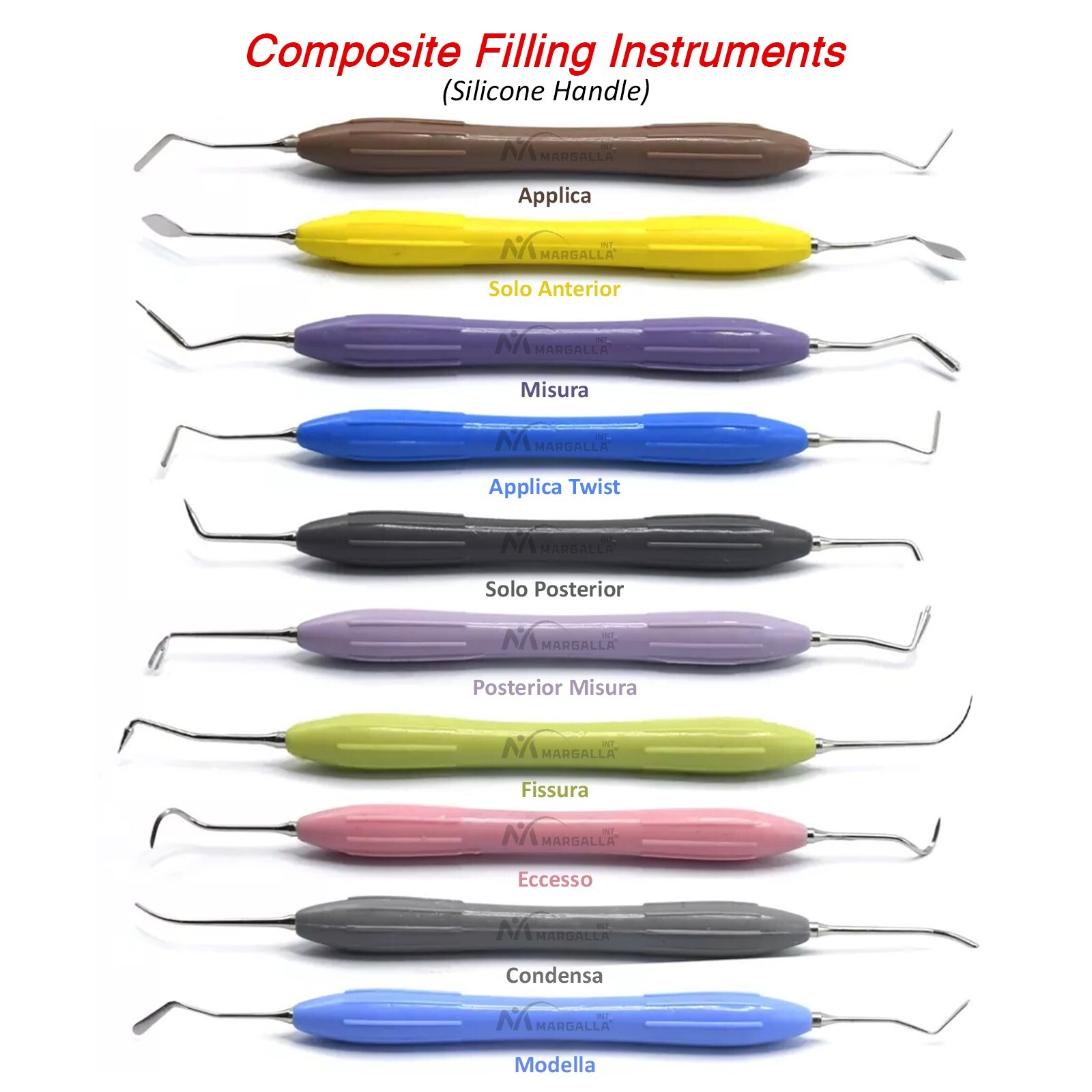 Dental Composite Filling Restorative Instruments with Silicone Handle Margalla®