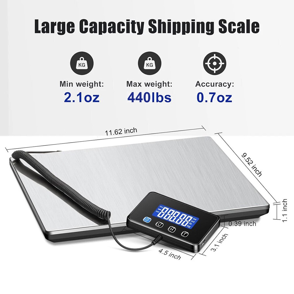 440LB Heavy Duty Digital Postal Parcel Scales Platform Postage Shipping Weighing