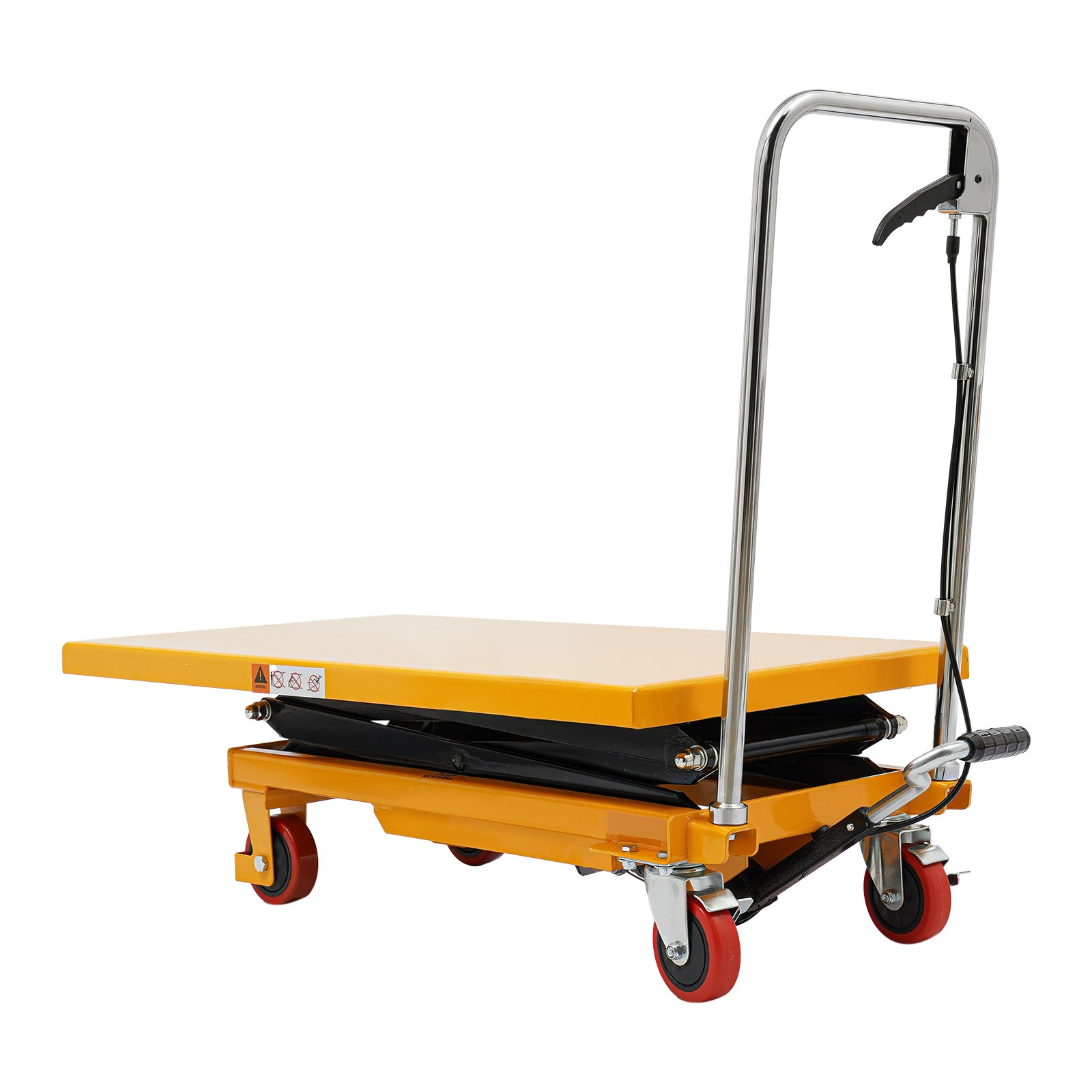 Hydraulic Lift Table Cart 770lbs 51″ Lifting Height Double Scissor w/ 4 Wheels