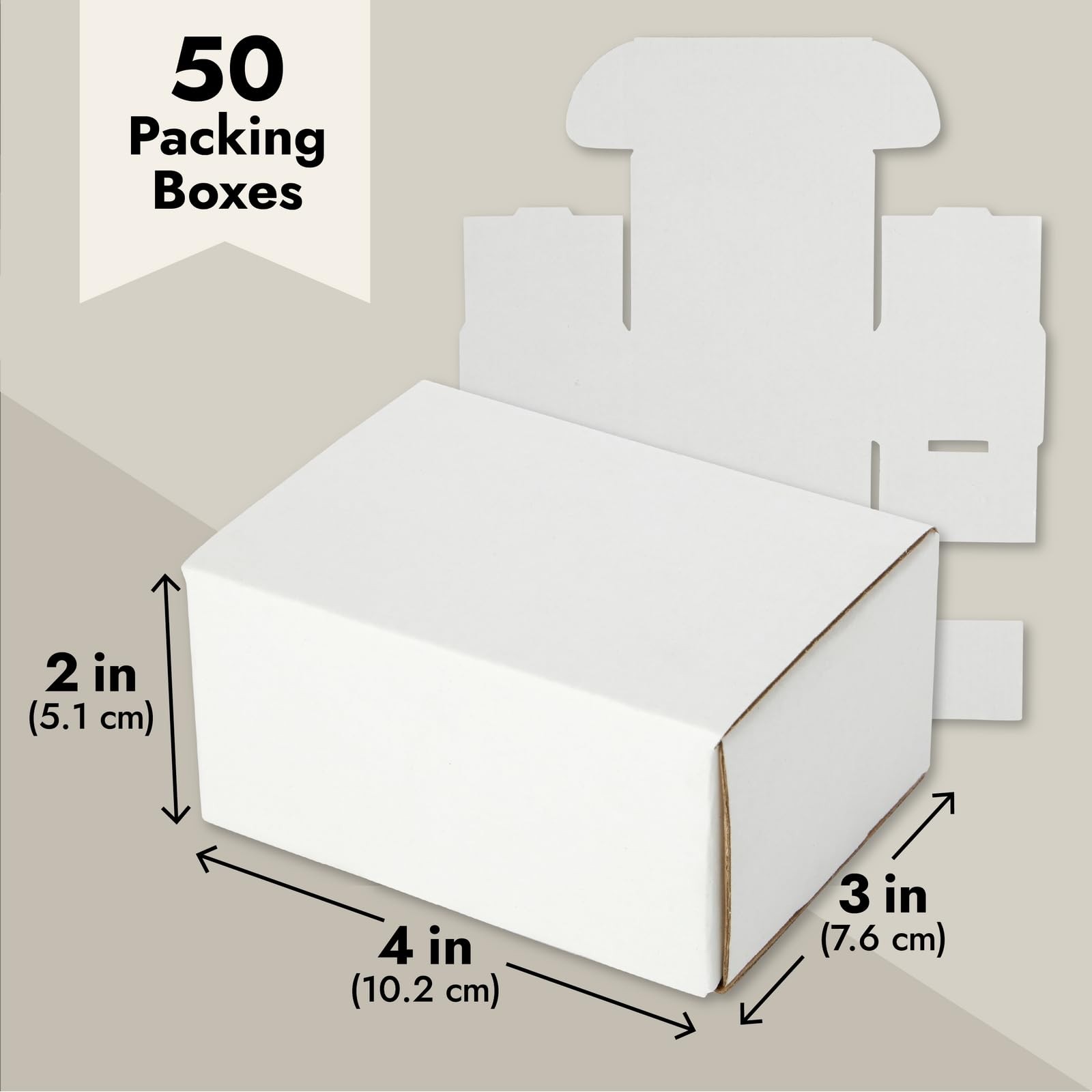 Mailing Box – 50 Pack, White, 4 x 3 x 2 Inch Corrugated Cardboard – Foldable …
