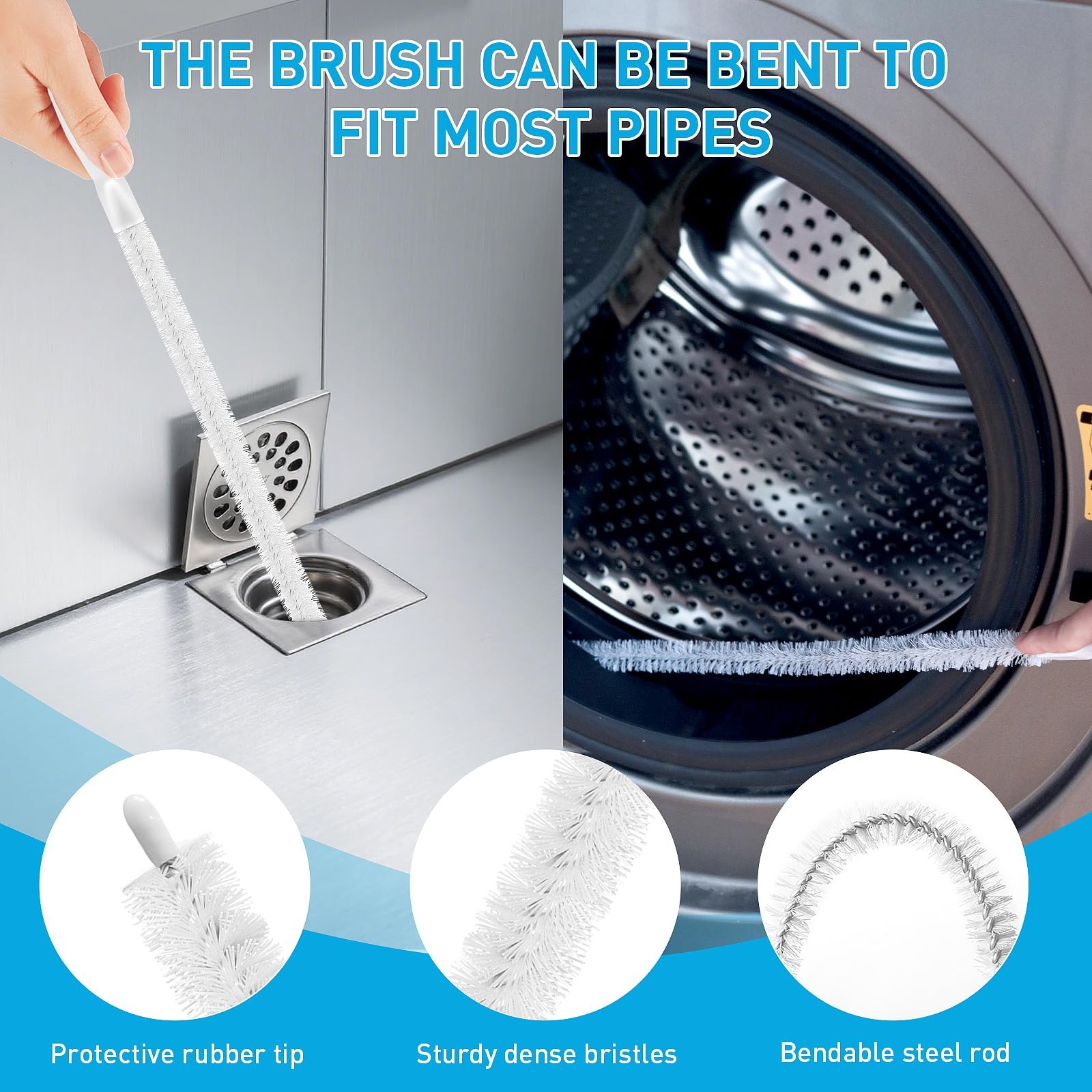Drain Snake 12 Set 25inch Snake Drain Hair Removal Tool1PCS, 59inch Cleaning …