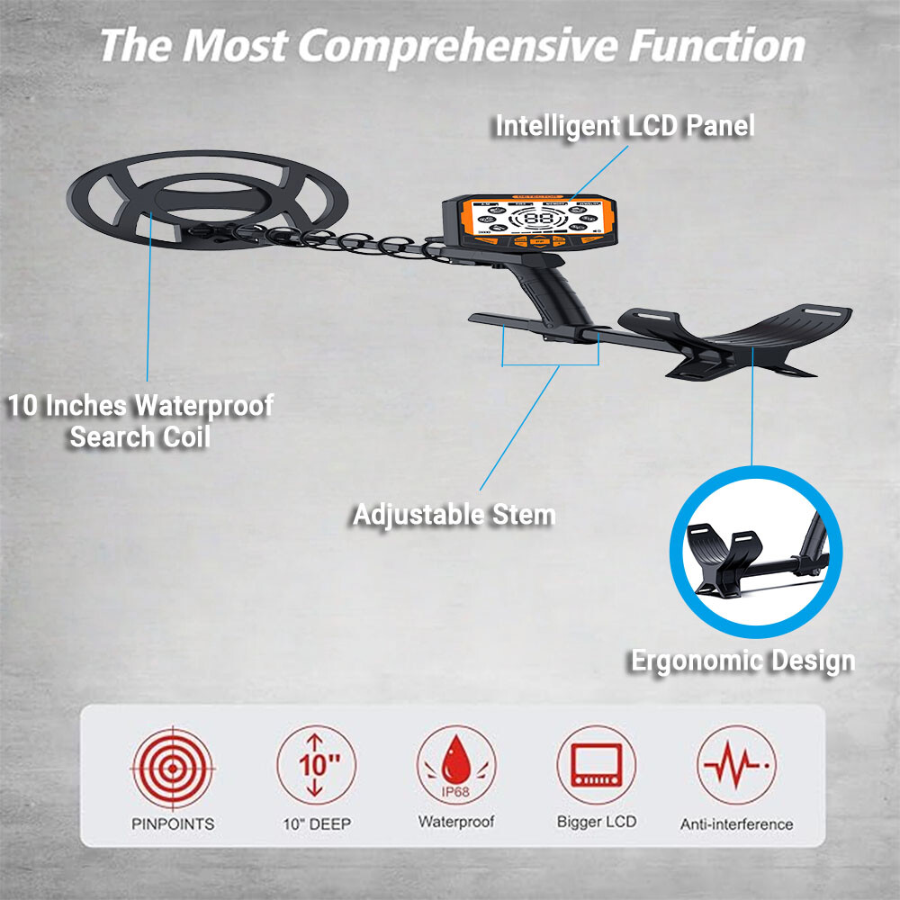 Advanced Metal Detector – 5.8KHz,DISC Range,Ideal for Gold & Silver Hunting