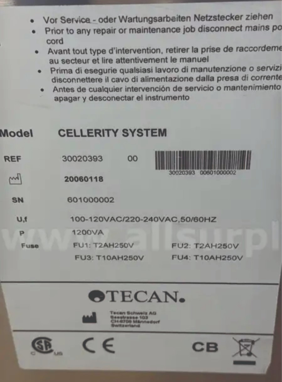 Tecan Freedom EVO Cellerity System Automated Liquid Handler-REF 30020393-As is