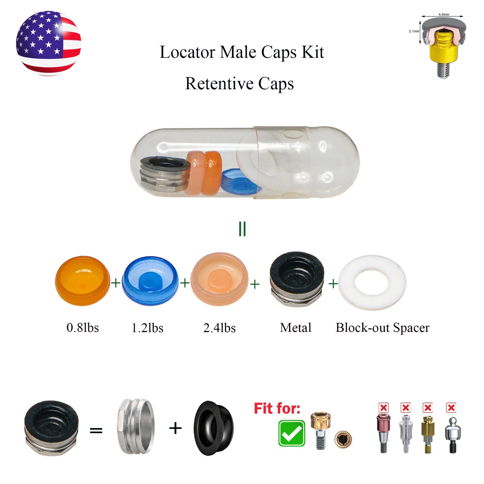 US Zest Locator Abutment for Zimmer Screw Vent 3.5/4.5 Platform and compatibles