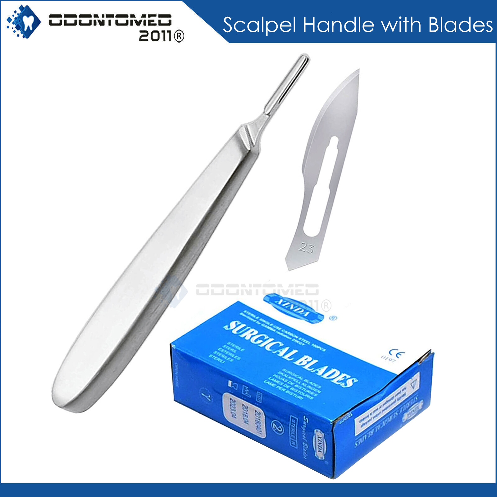 Scalpel Handle #8 Stainless Steel with 100 Scalpel Blades #22 Carbon Steel