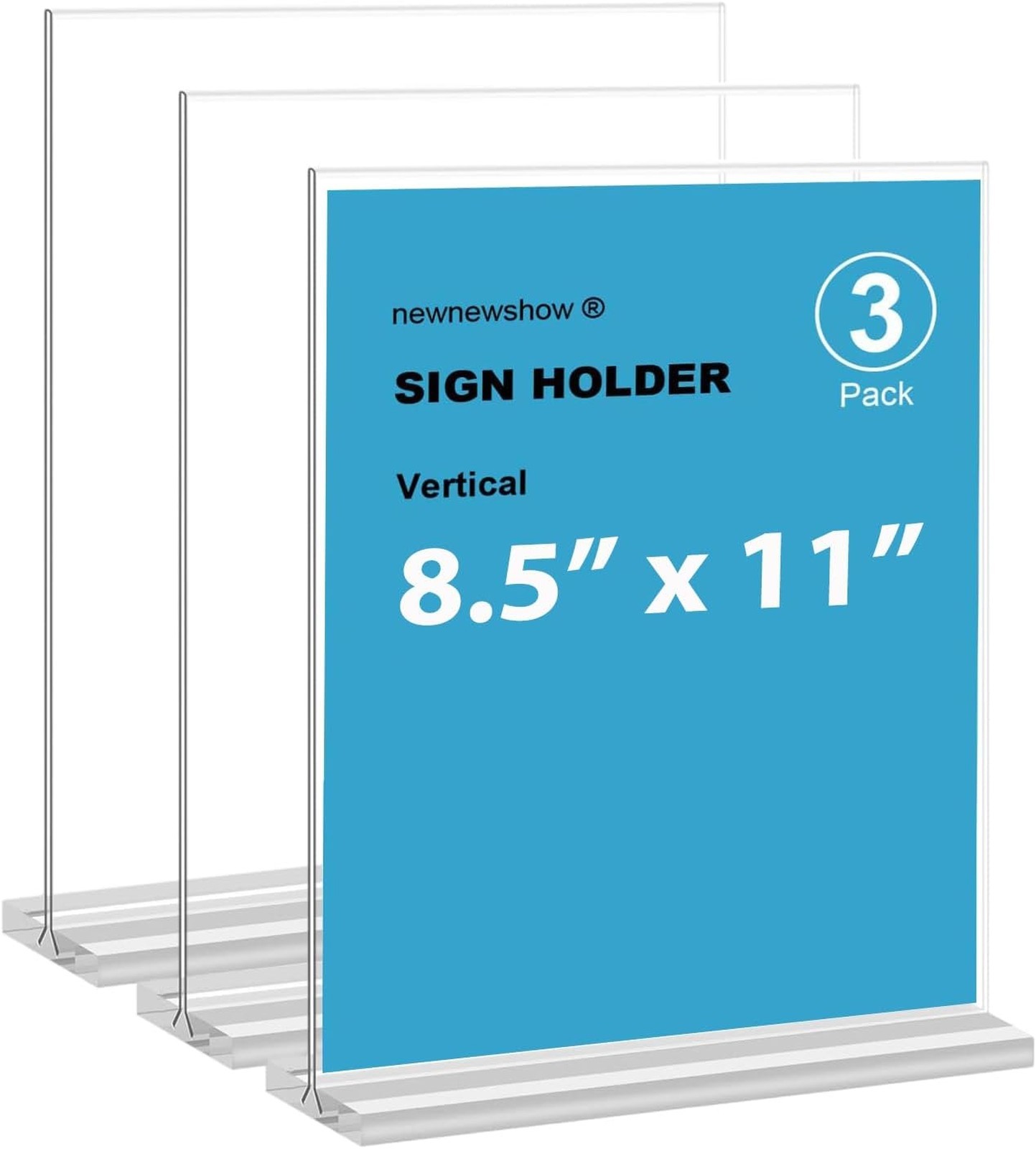 8.5×11 Acrylic Sign Holder 3 Pack Vertical Double Sided Display Support