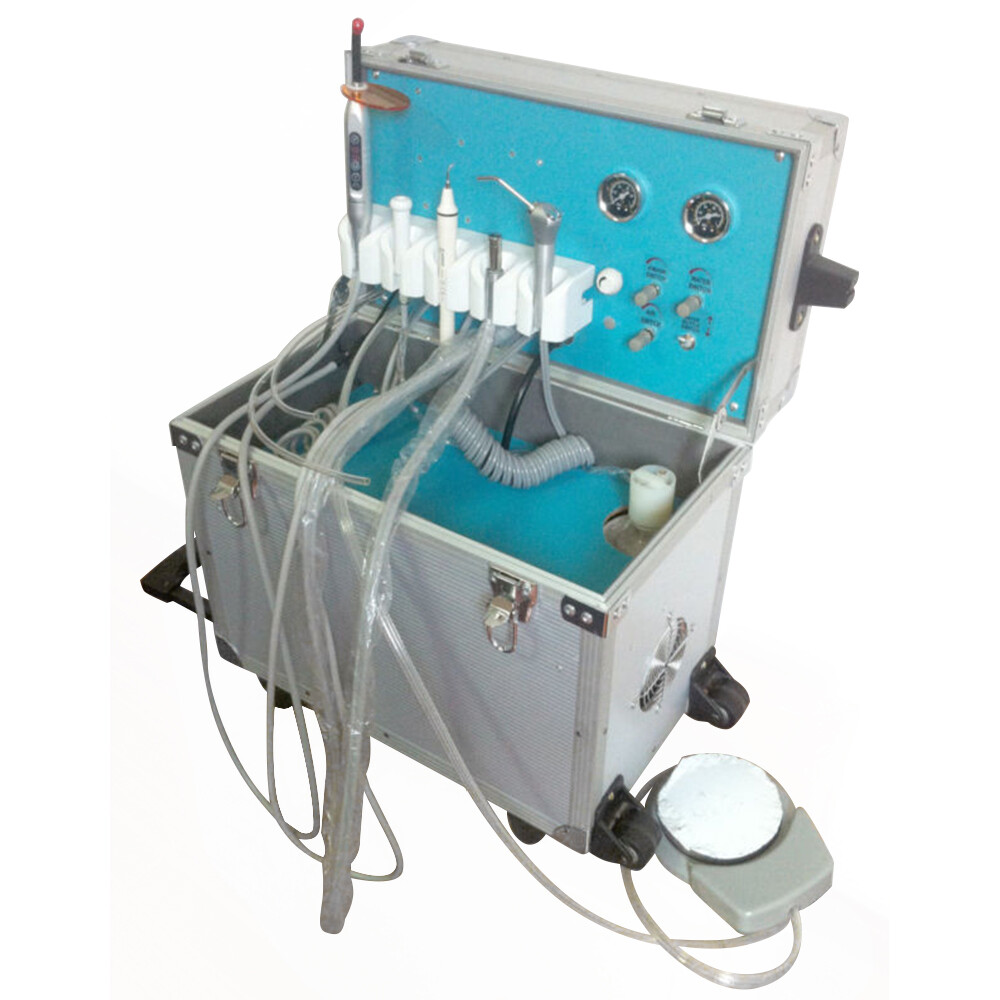 Portable Dental Mobile Delivery Unit Rolling Box Air Compressor Suction 4 Hole