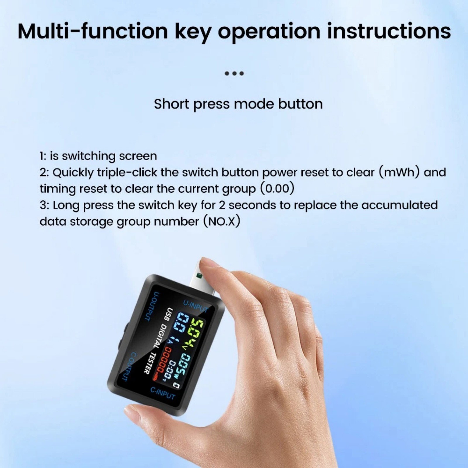 High Quality USB C Power Meter with LCD Display for Fast Charging Detection