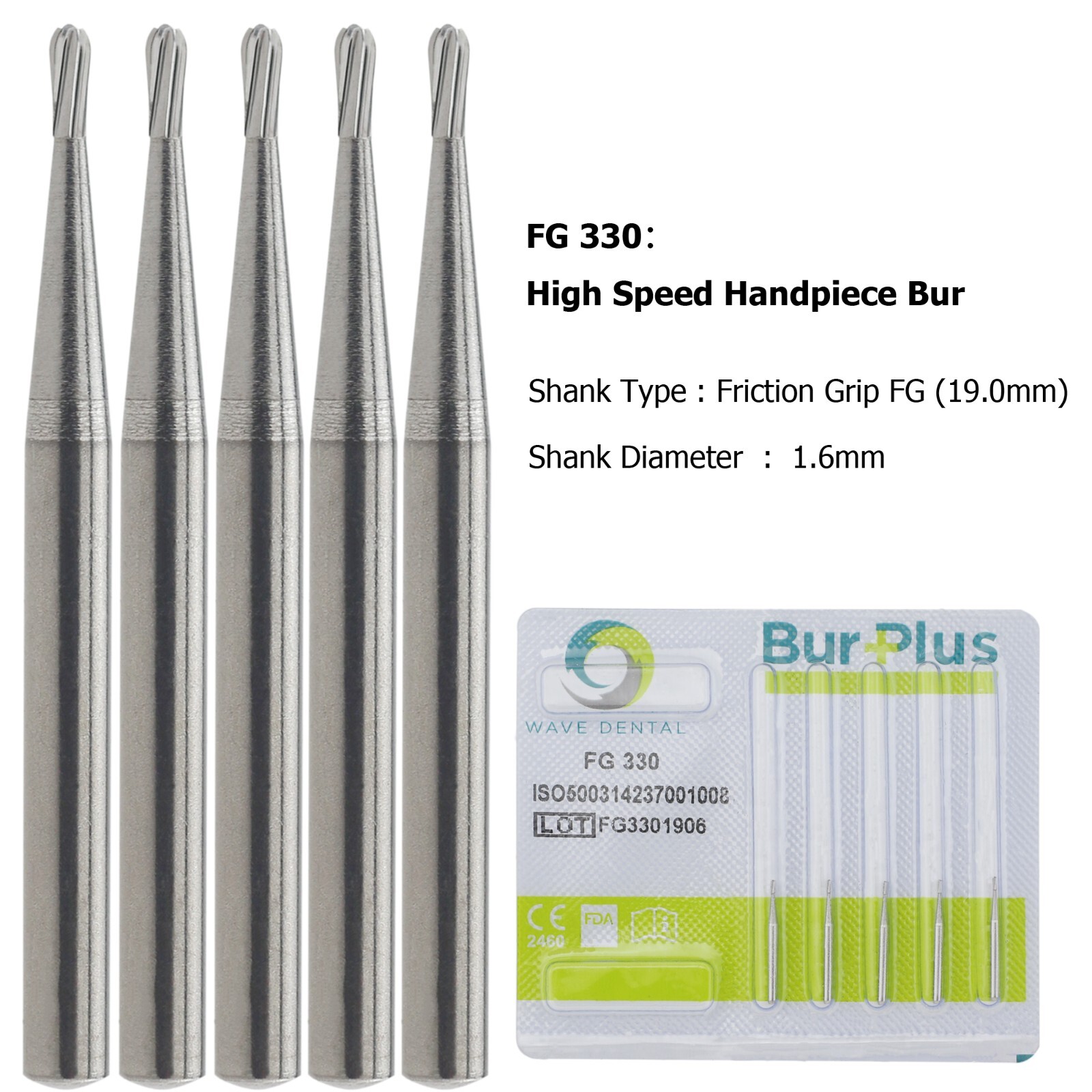 Wave Dental Carbide Burs FG 330 245 331 Pear Friction Grip High Speed Bench Test