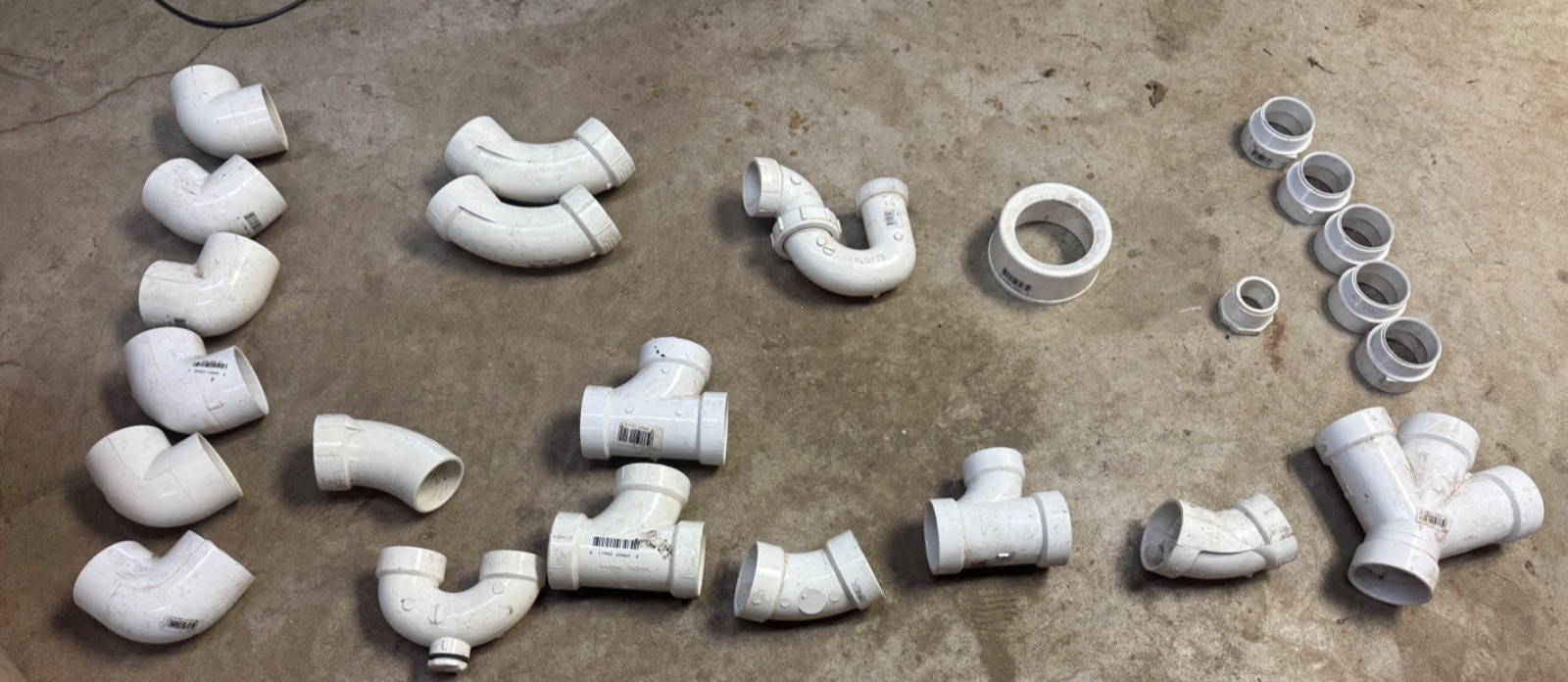 Lot of PVC fittings as listed in description